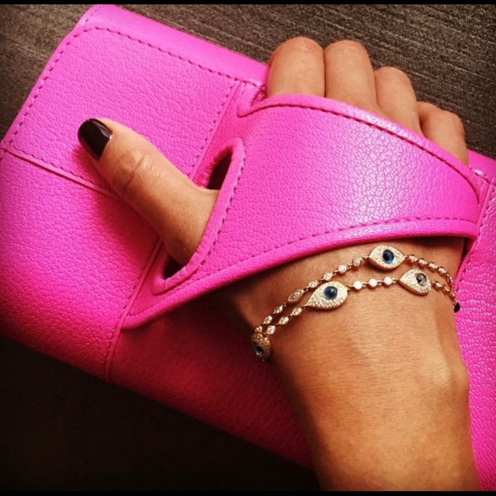 PERRIN Paris L'Asymétrique clutch fushia  $995
